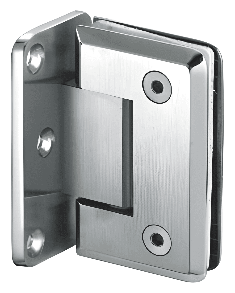 Wall to Glass Shower Hinge, Offset Back Plate with Bevel Edge - SWH8500H-1A: Polished chrome
