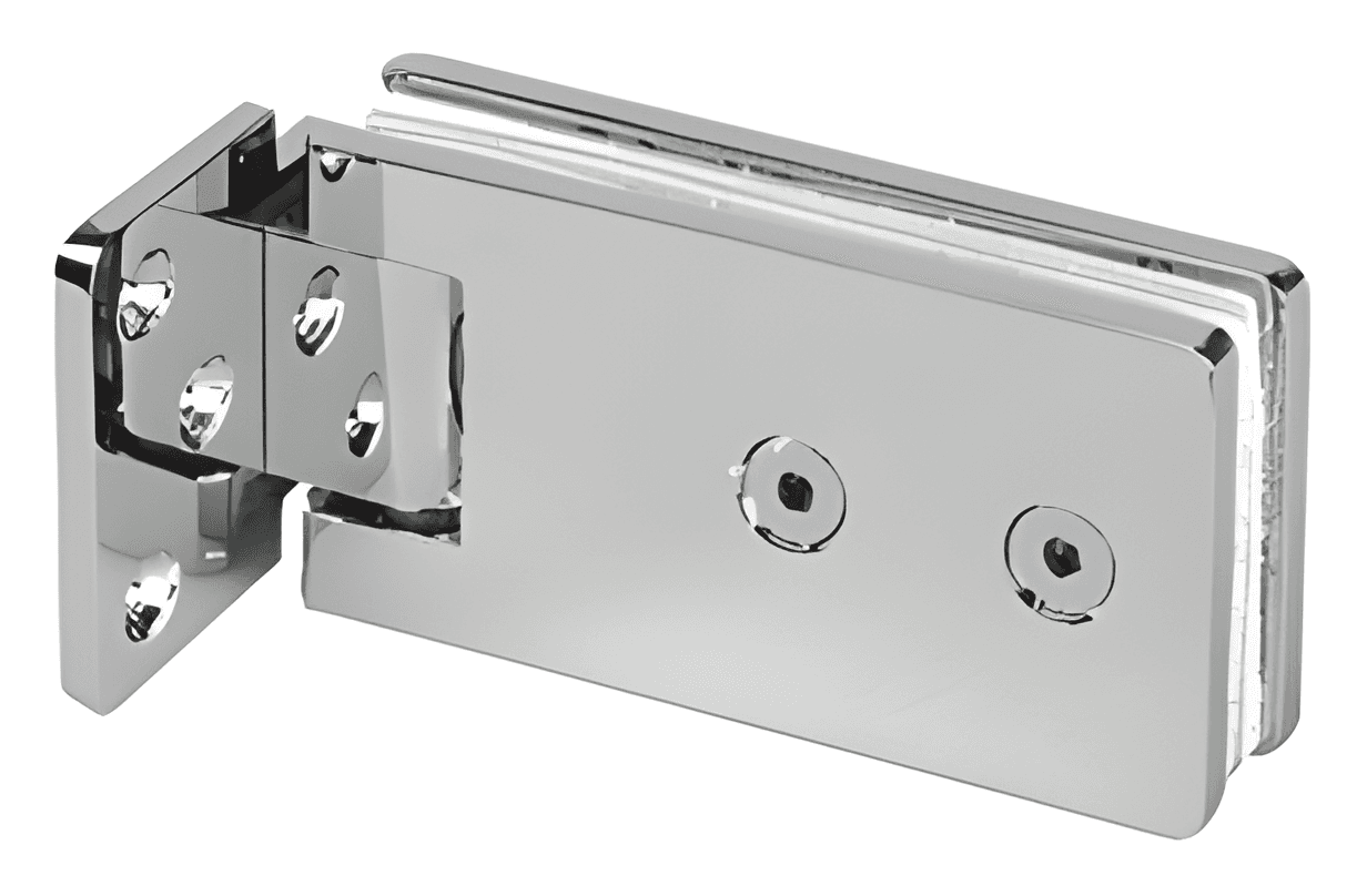 Wall to Glass Shower Hinge, Offset Back Plate - SWH82110A: Polished chrome