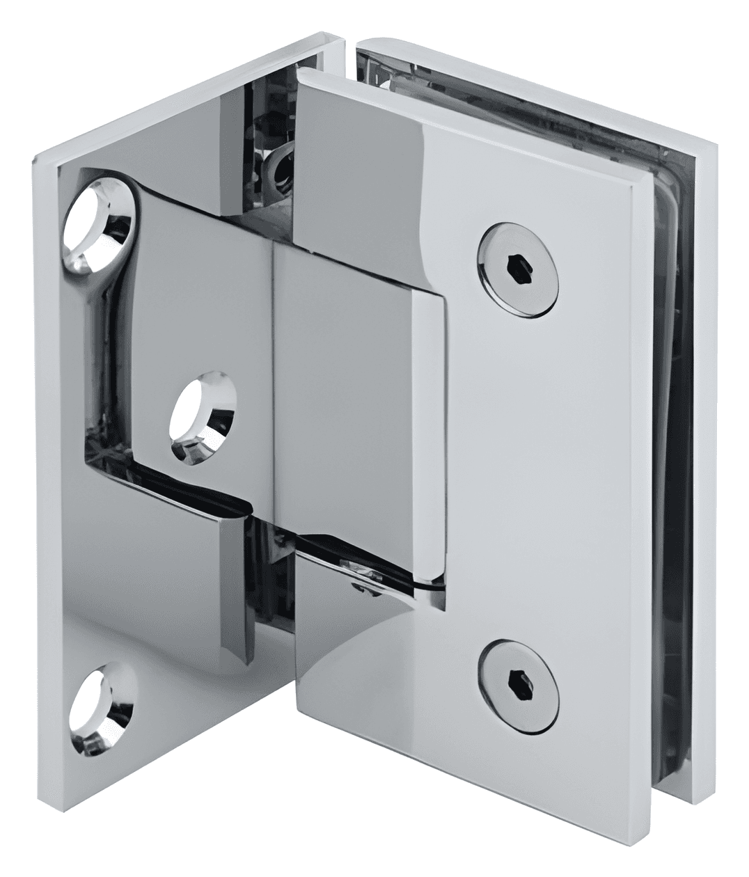 Wall to Glass Shower Hinge, Offset Back Plate - SWH86500SQ-1A: Polished chrome