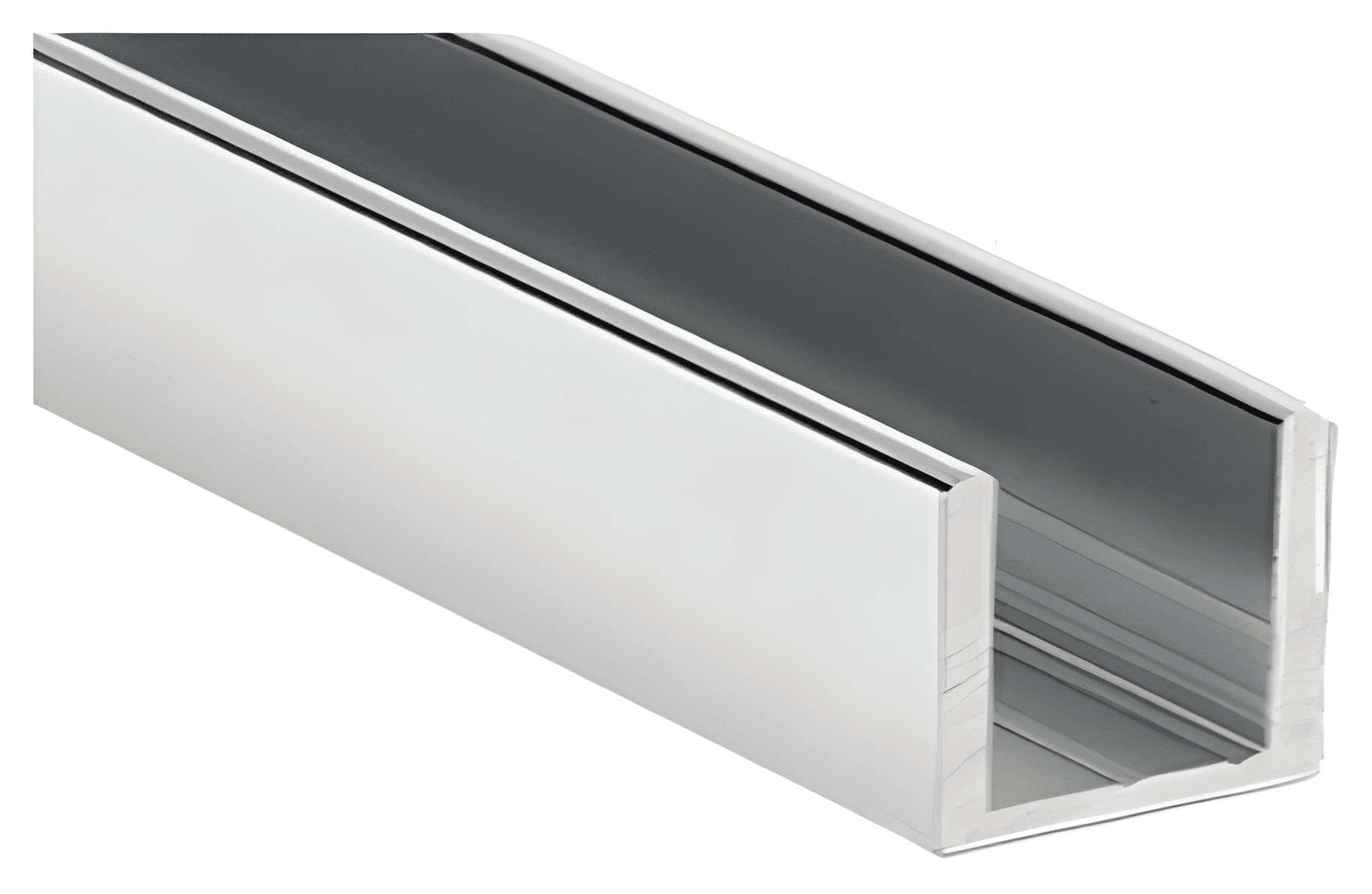 Glass U Channel, 15 x 15 x 15 - SWCH15X15X15: Polished chrome