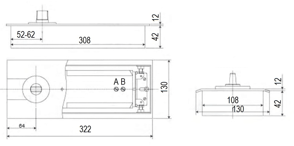 Floor Spring Door Closer - SWFS81750, polished chrome not pictured
