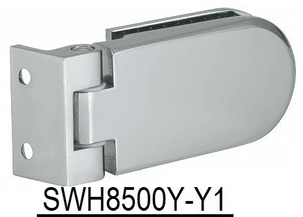 Wall mount glass to wall hinge, suitable for 8-10mm toughened glass: Polished chrome