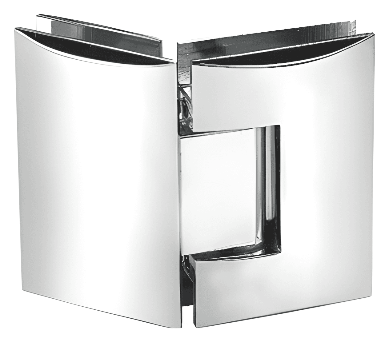 Glass to Glass Shower Hinge, 135 Degree with Curved Plate - SWH82030: Polished chrome
