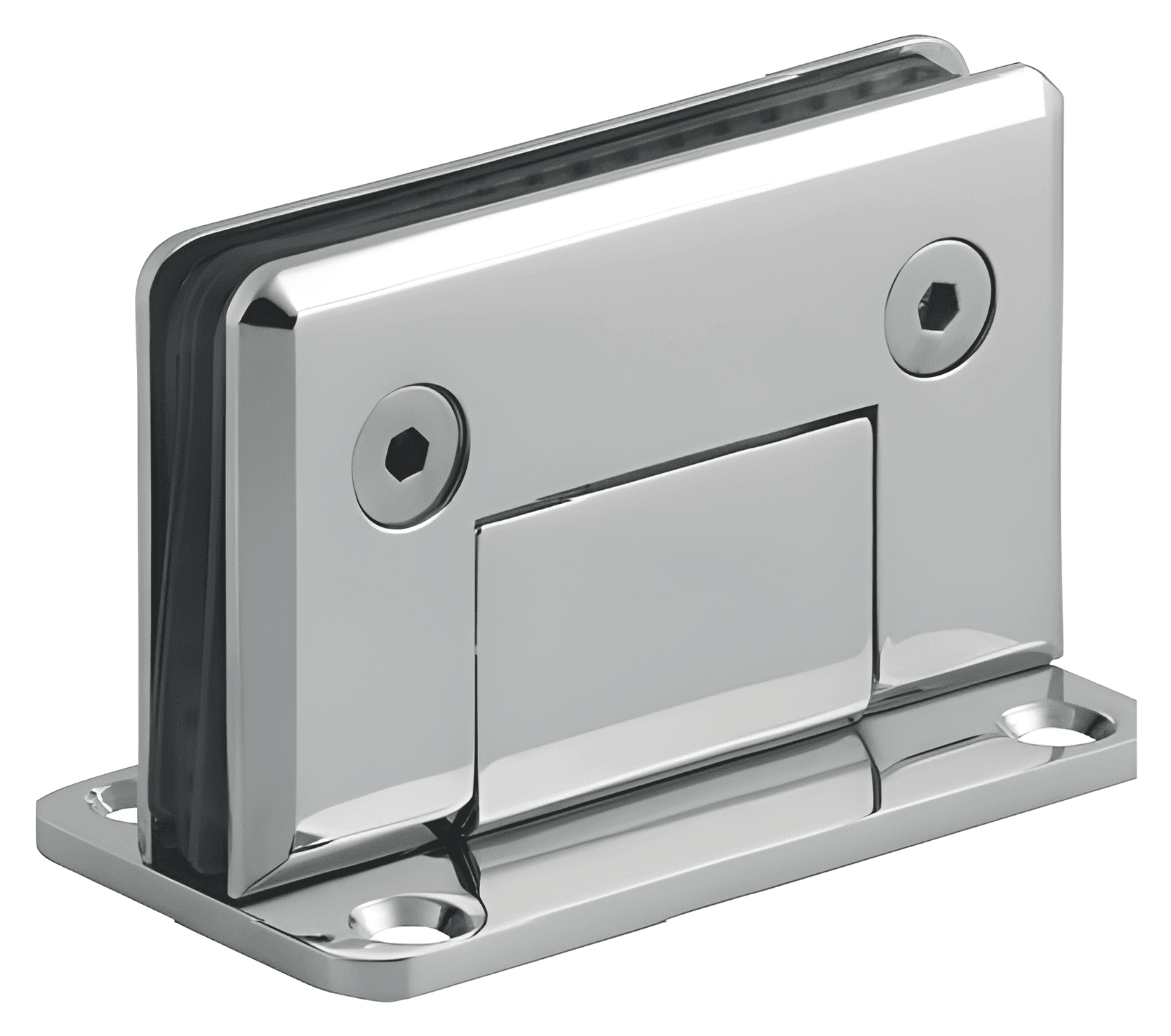 Wall to Glass Shower Hinge, Full Back Plate with Bevel Edge - SWH8500-CS: Polished chrome