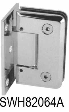 Wall mount glass to wall hinge offset back plate with 5 degree adjustable, self centering hinge, self closing within 5 degree, can be used for 8,10 and 12mm toughened glass: polished chrome finish preview