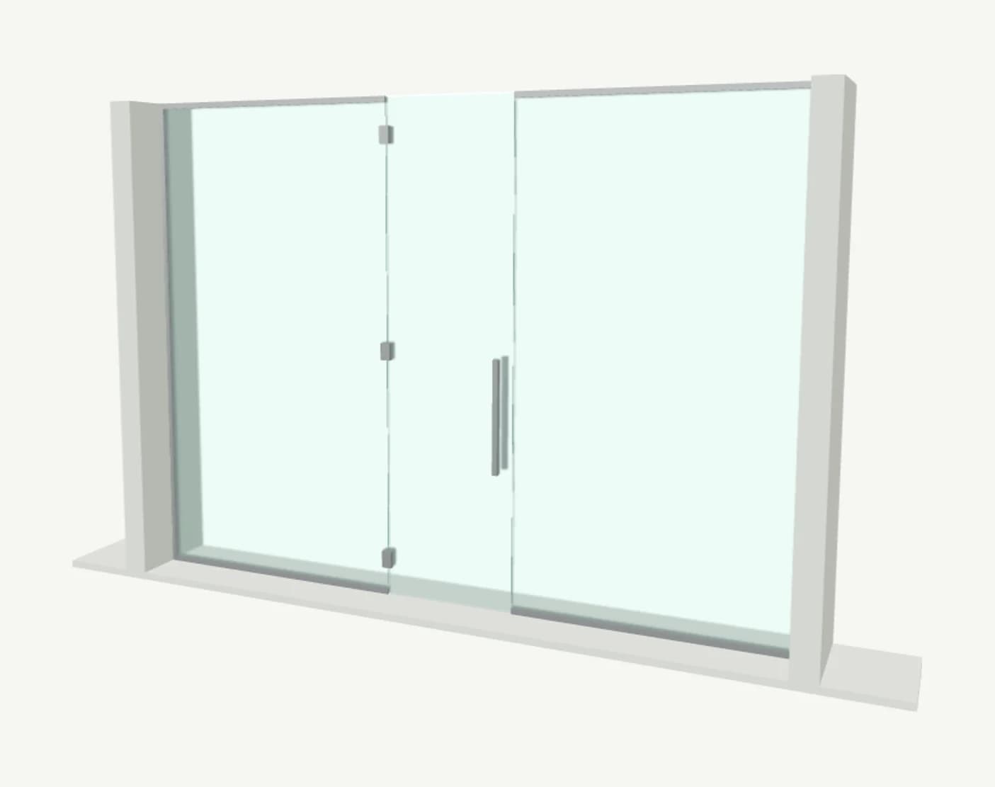 Our drawing of a glass office partition with a door